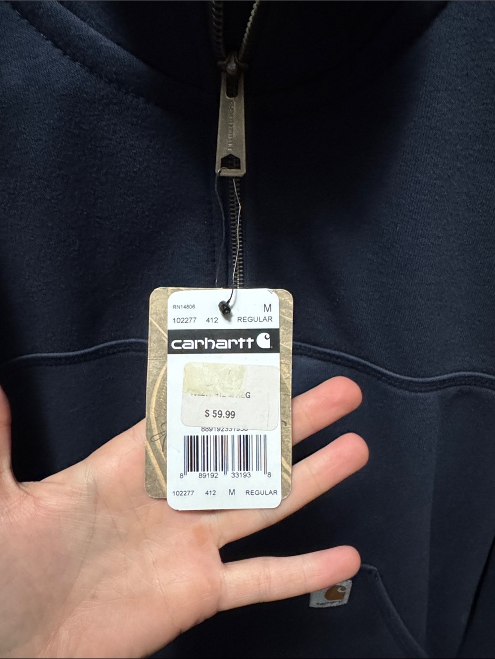 Carhartt Navy Half-Zip Fleece Pullover - Picture 2 of 3